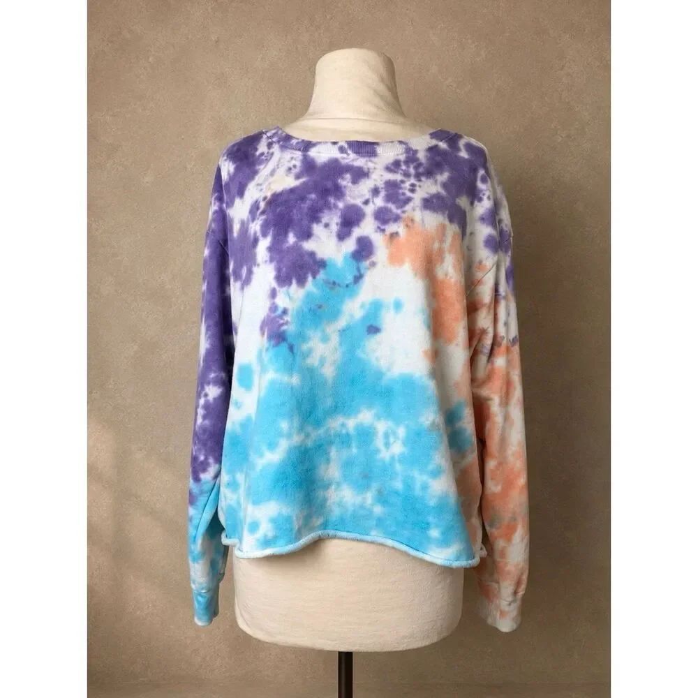 Colorburst Tie-Dye Cropped Sweatshirt size Large